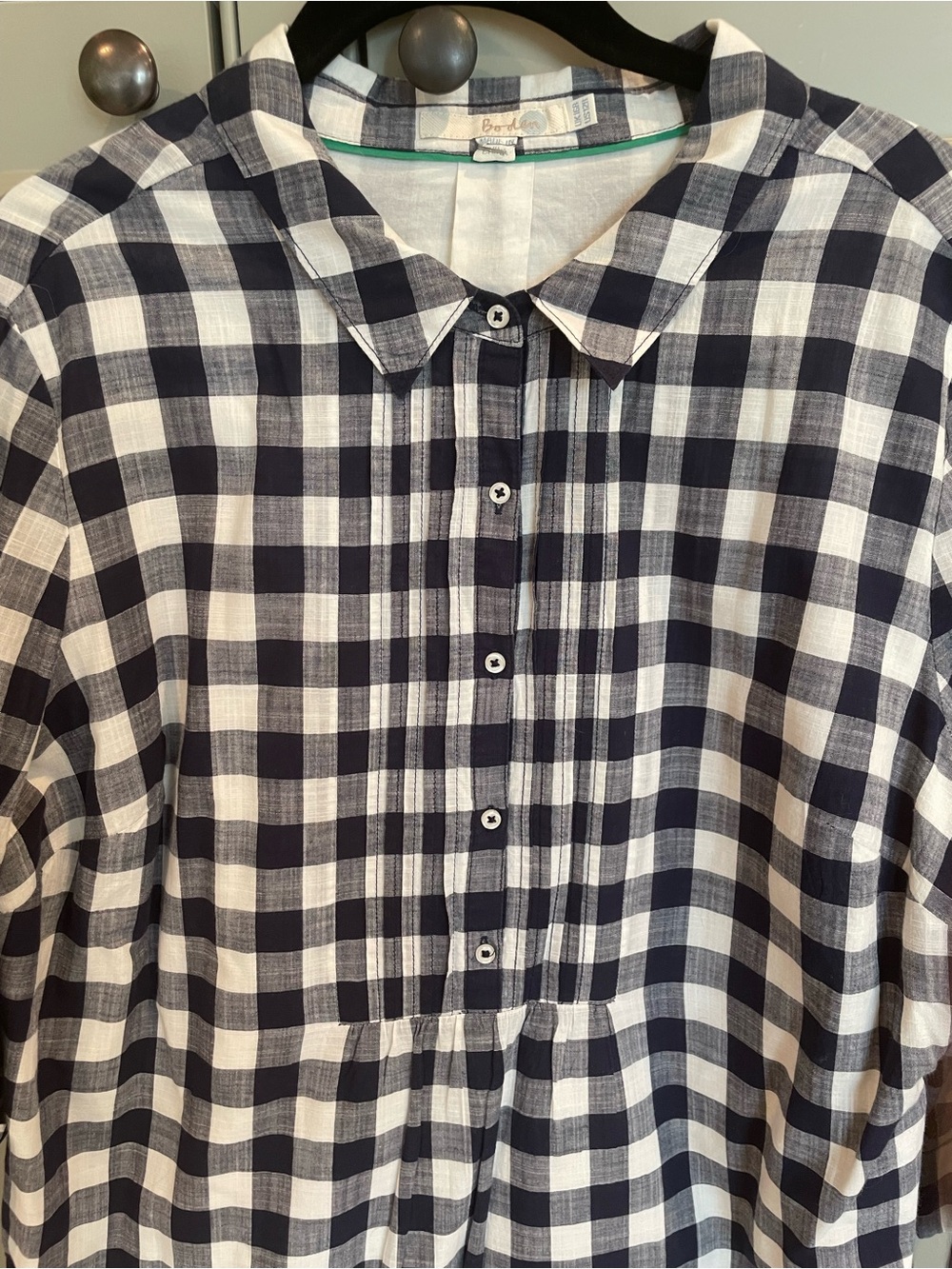 Boden Blue & White Gingham Midi Oversized Shirt Dress Cottage Coastal Chic-12 - Picture 3 of 7
